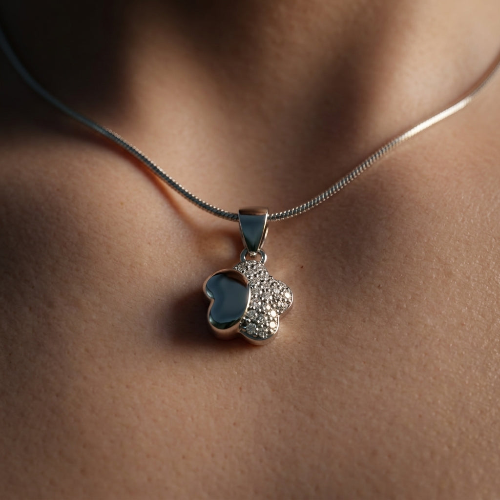 925 Sterling Silver Floral Clover Pendant Necklace | Elegant Silver Chain for Women