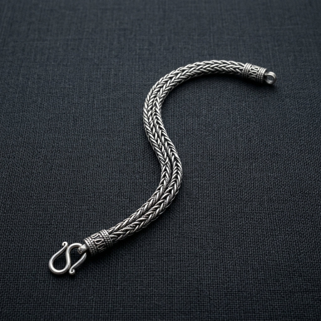 Vintage Foxtail Chain Bracelet for Men | Classic Handmade Bracelet | 925 Sterling Silver
