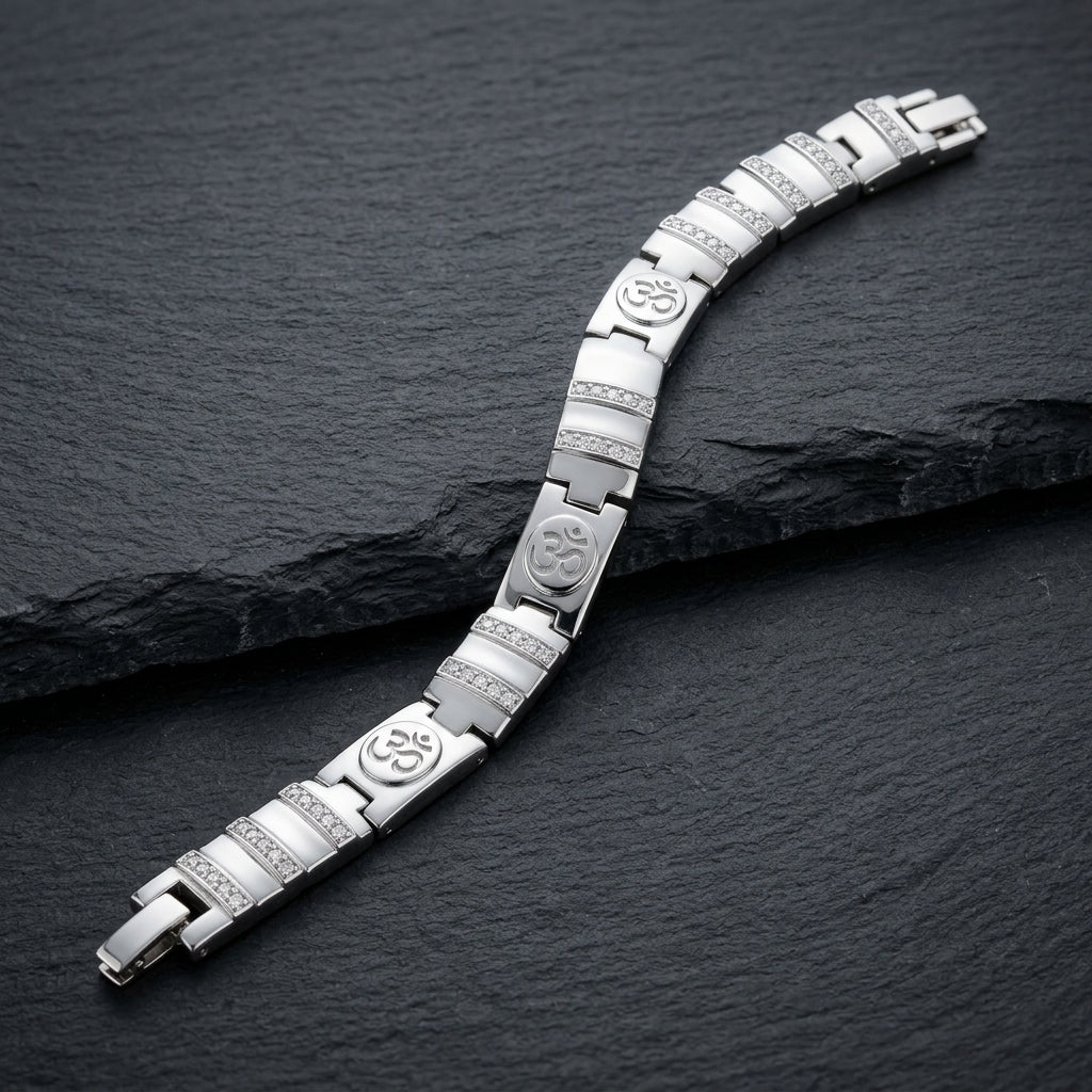 Designer Engraved Link Bracelet for Men | Premium Statement Bracelet | 925 Sterling Silver