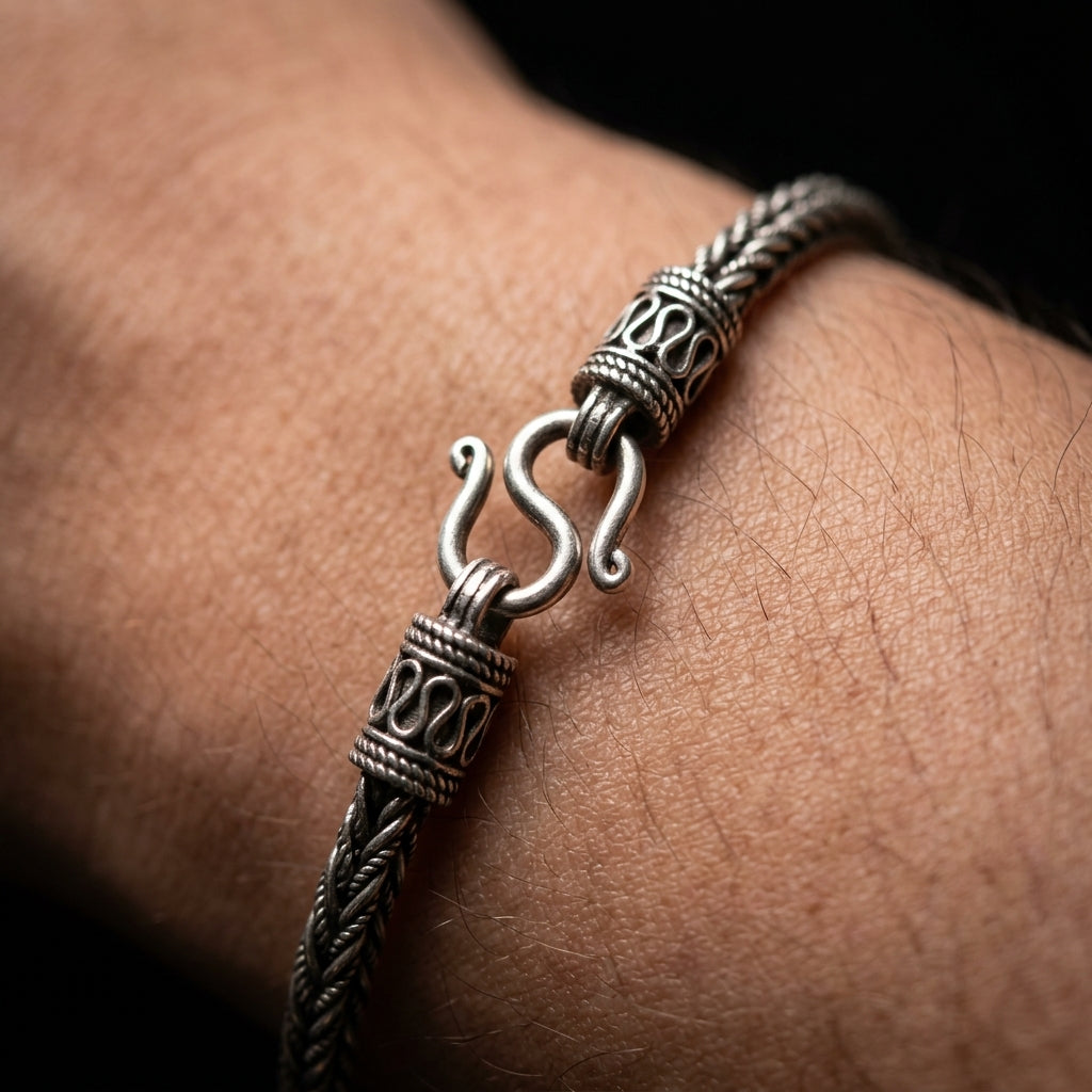 Vintage Foxtail Chain Bracelet for Men | Classic Handmade Bracelet | 925 Sterling Silver