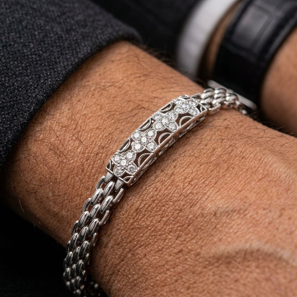 Classic Engraved ID Bracelet for Men | Stylish Chain Bracelet | 925 Sterling Silver