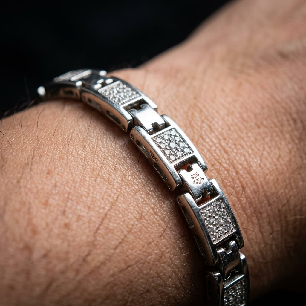 Geometric Link Bracelet for Men | Modern Minimal Bracelet | 925 Sterling Silver