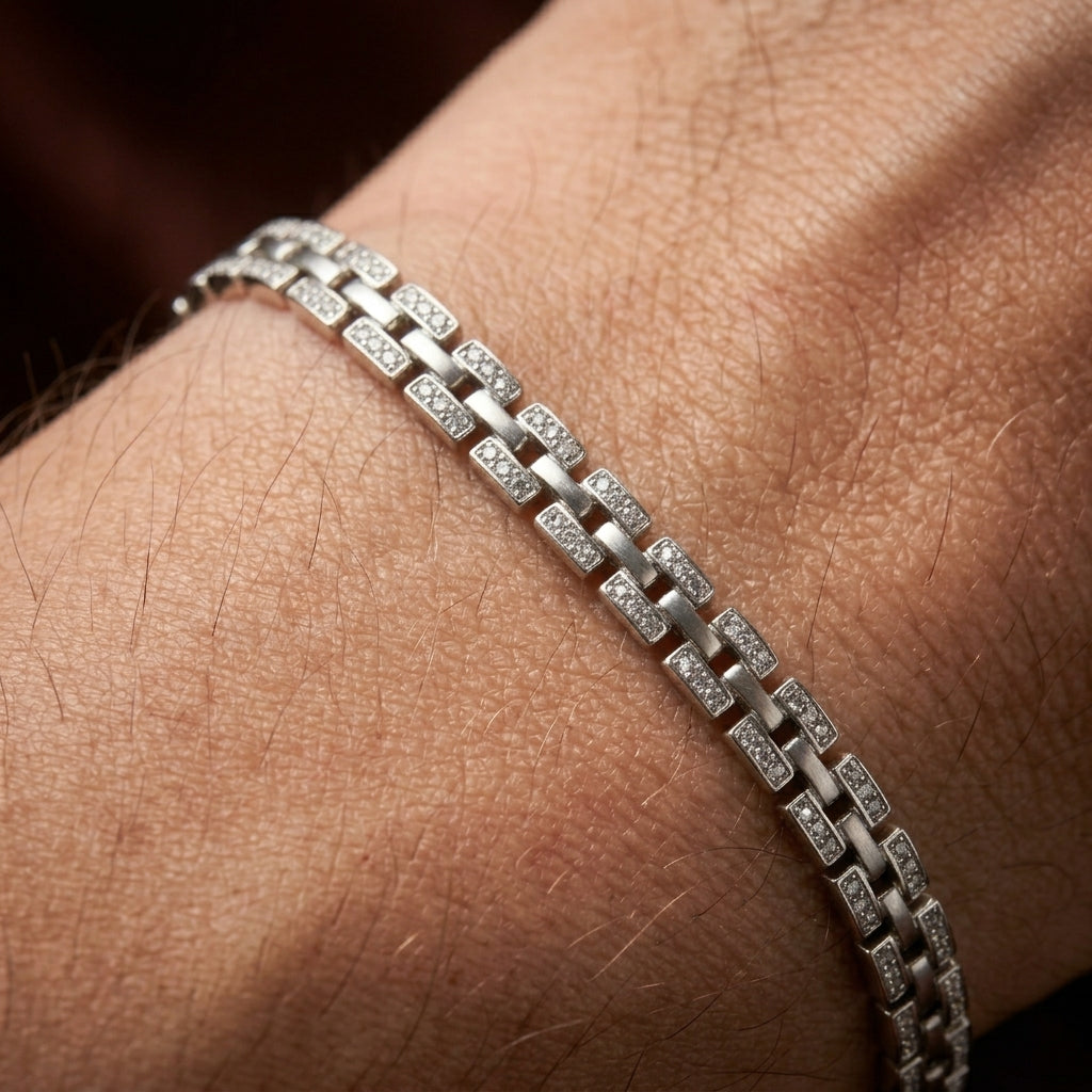 Diamond Link Bracelet for Men | Luxury Statement Bracelet | 925 Sterling Silver