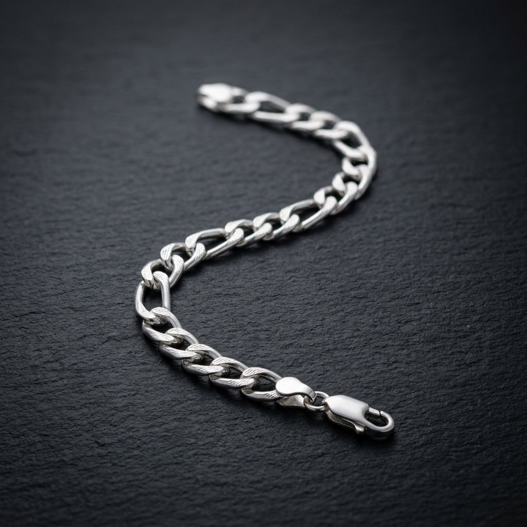 Classic Figaro Chain Bracelet for Men | Minimal Everyday Bracelet | 925 Sterling Silver