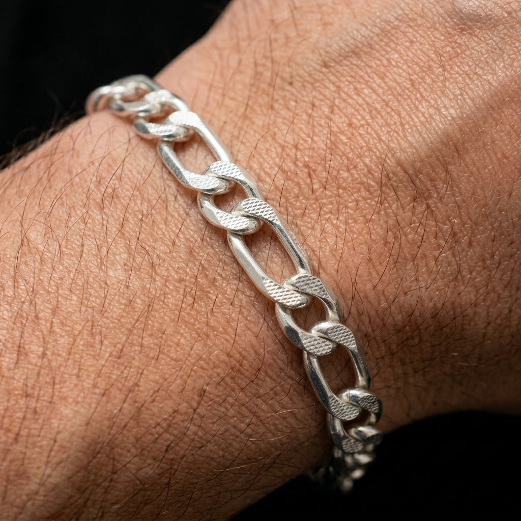 Classic Figaro Chain Bracelet for Men | Minimal Everyday Bracelet | 925 Sterling Silver