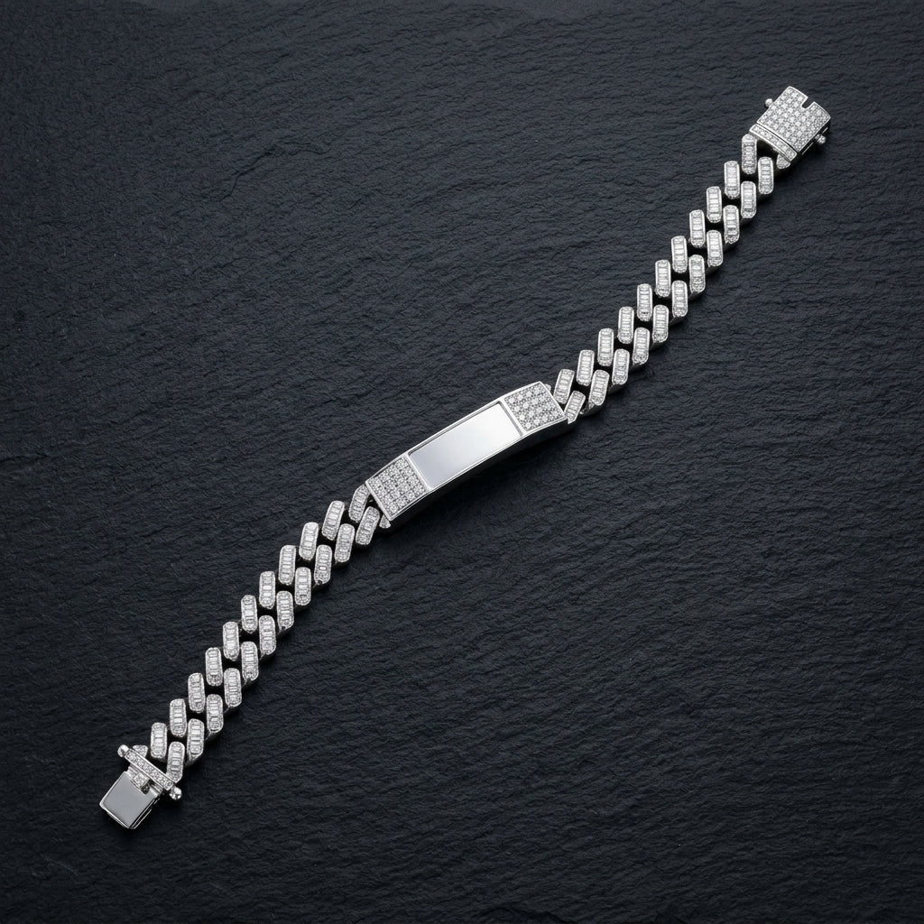 Iced Cuban ID Bracelet for Men | Luxury Statement Bracelet | 925 Sterling Silver