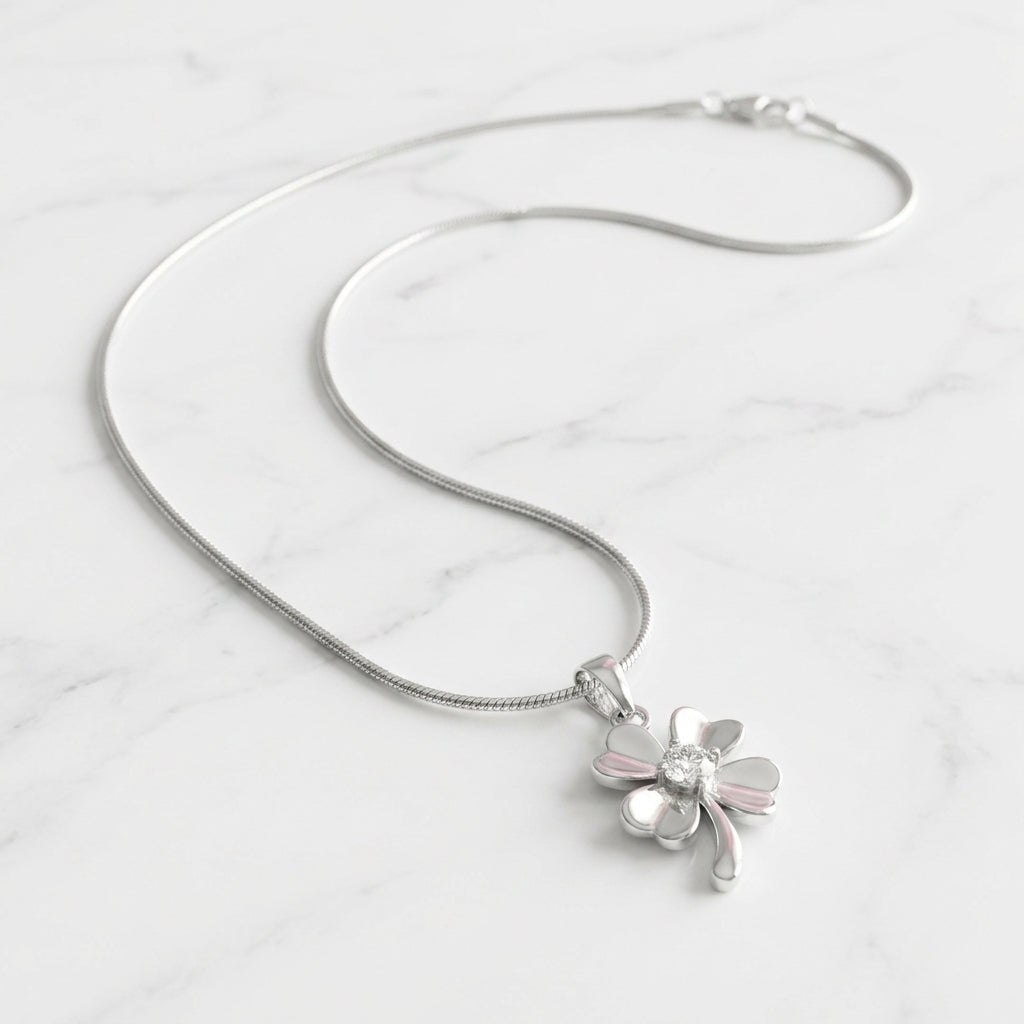 925 Sterling Silver Lucky Clover Flower Pendant Necklace | Elegant Silver Chain for Women