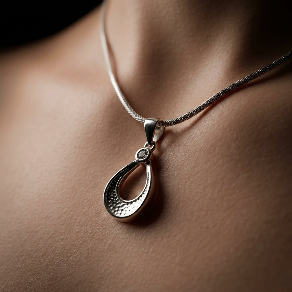 925 Sterling Silver Teardrop Pendant Necklace | Elegant Silver Chain for Women