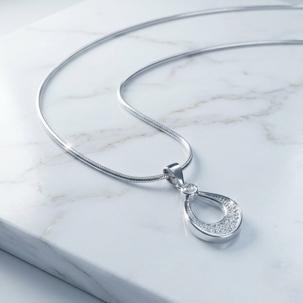 925 Sterling Silver Teardrop Pendant Necklace | Elegant Silver Chain for Women