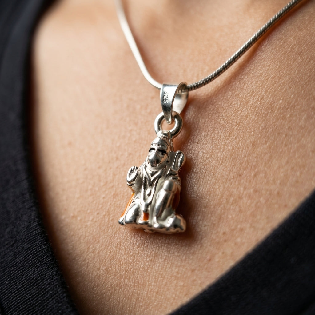 925 Sterling Silver Radha Krishna Pendant Necklace | Spiritual Silver Chain for Men & Women (Copy)