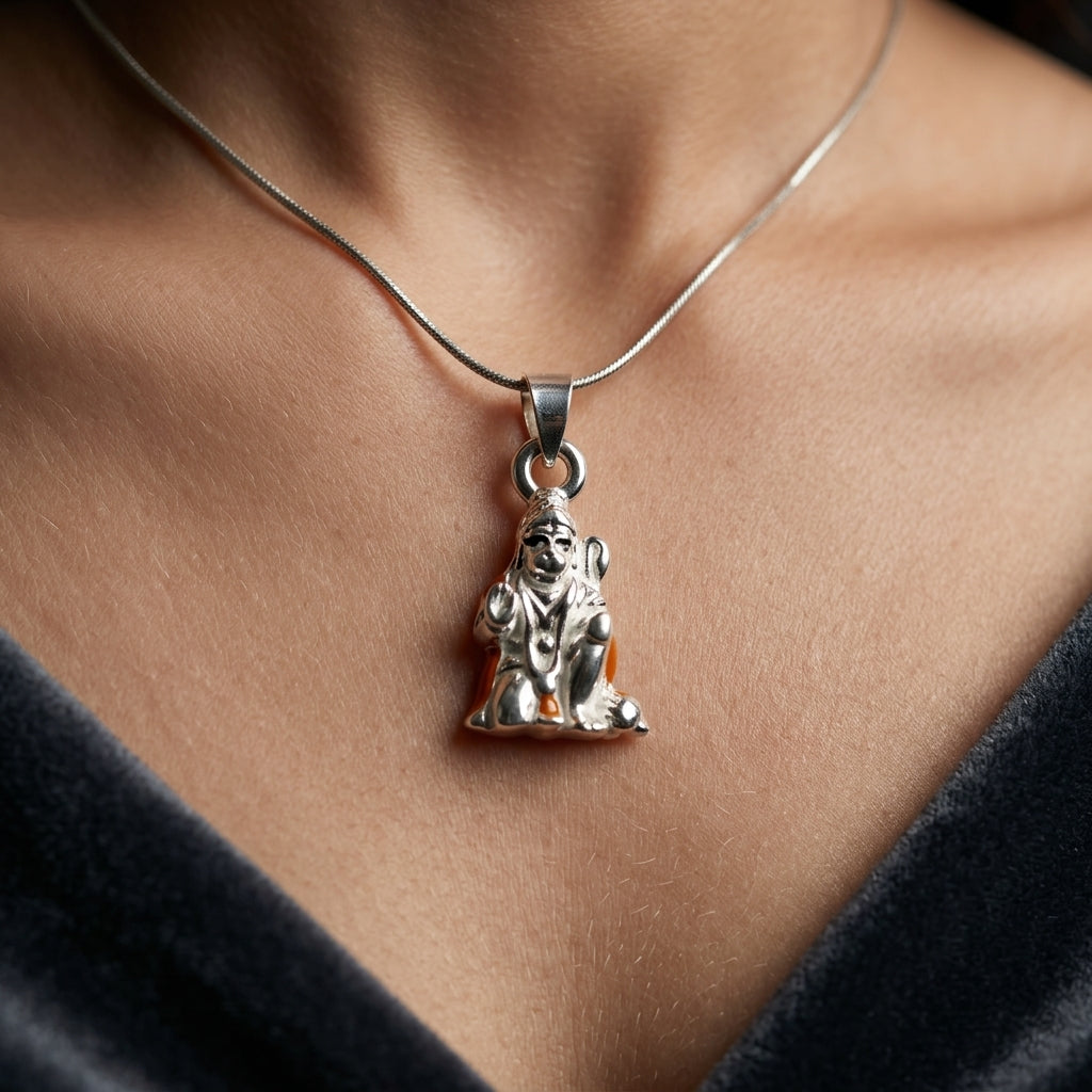 925 Sterling Silver Radha Krishna Pendant Necklace | Spiritual Silver Chain for Men & Women (Copy)