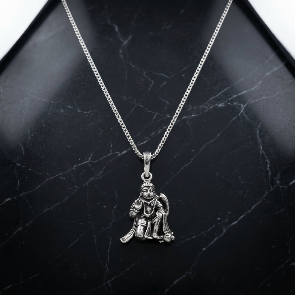925 Sterling Silver Radha Krishna Pendant Necklace | Spiritual Silver Chain for Men & Women