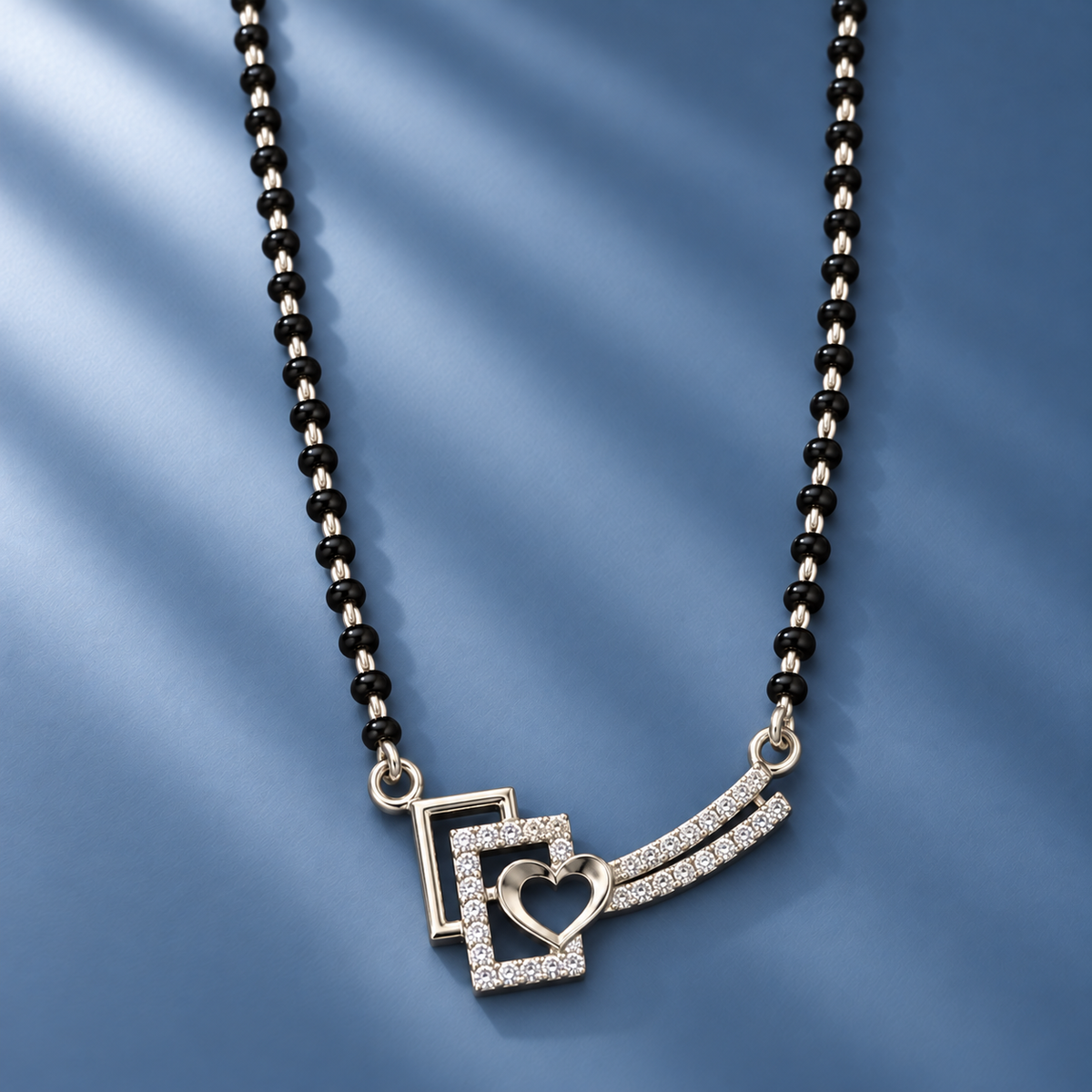 Framed Love Black Bead Mangalsutra