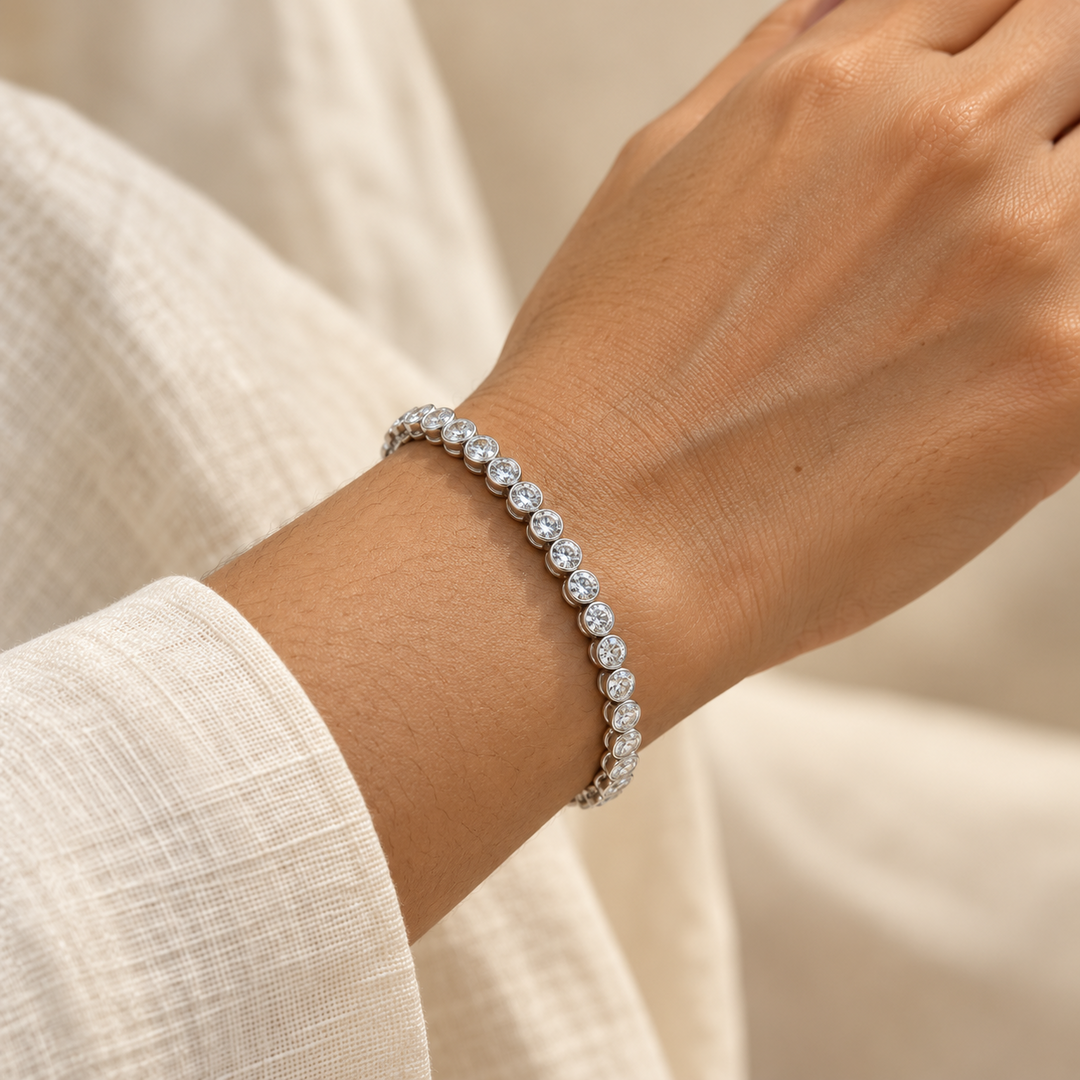 Classic Tennis Bracelet for Women | Elegant Stone Bracelet | 925 Sterling Silver