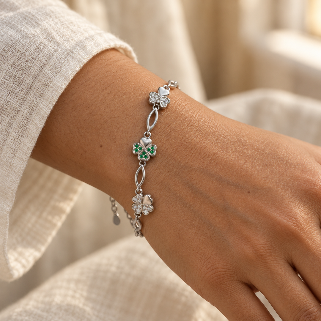 Clover Charm Bracelet for Women | Elegant Daily Wear Bracelet | 925 Sterling Silver