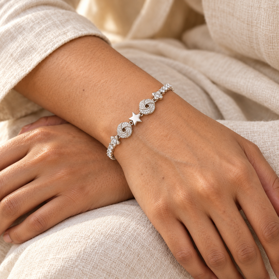 Star Charm Stone Bracelet for Women | Elegant Daily Wear Bracelet | 925 Sterling Silver