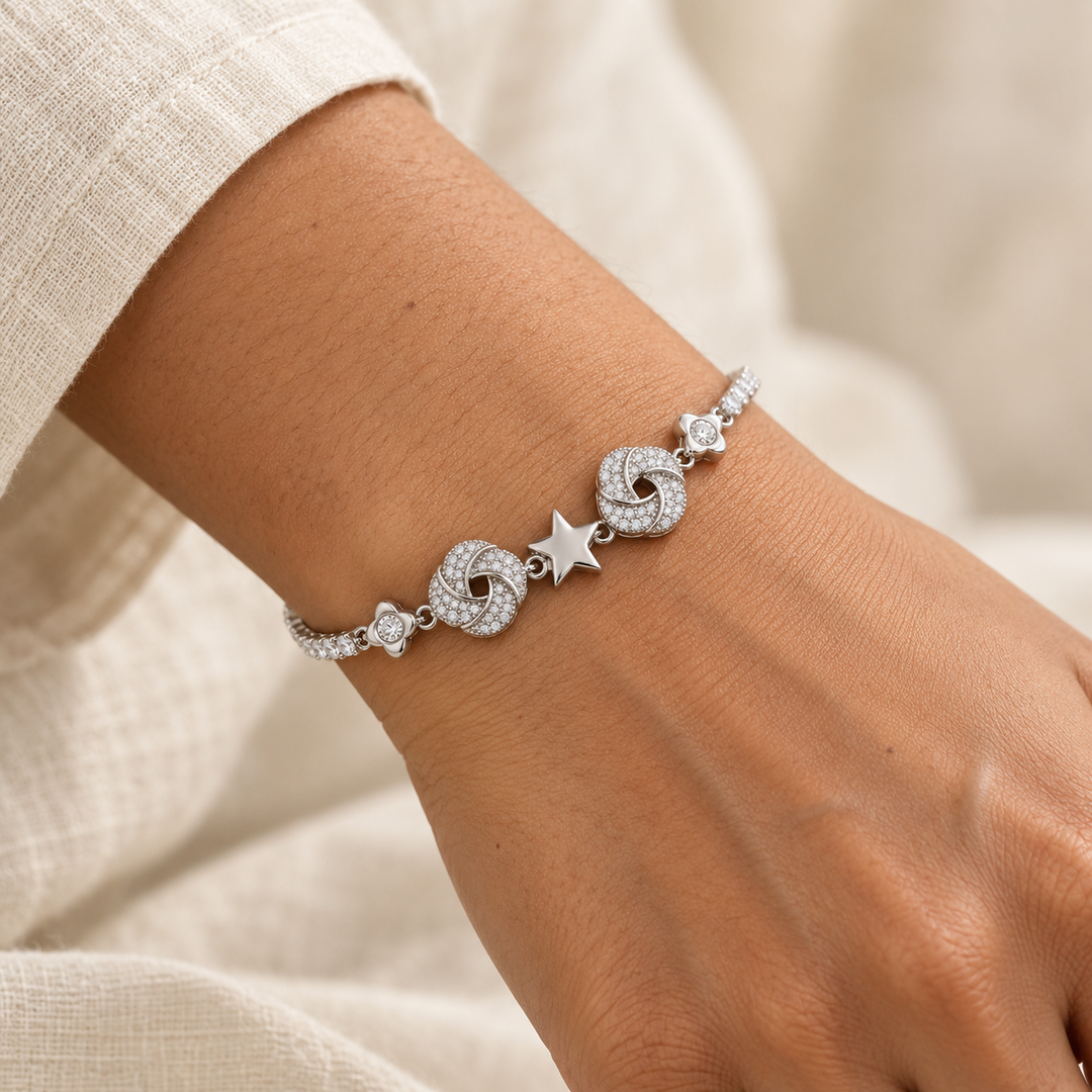 Star Charm Stone Bracelet for Women | Elegant Daily Wear Bracelet | 925 Sterling Silver