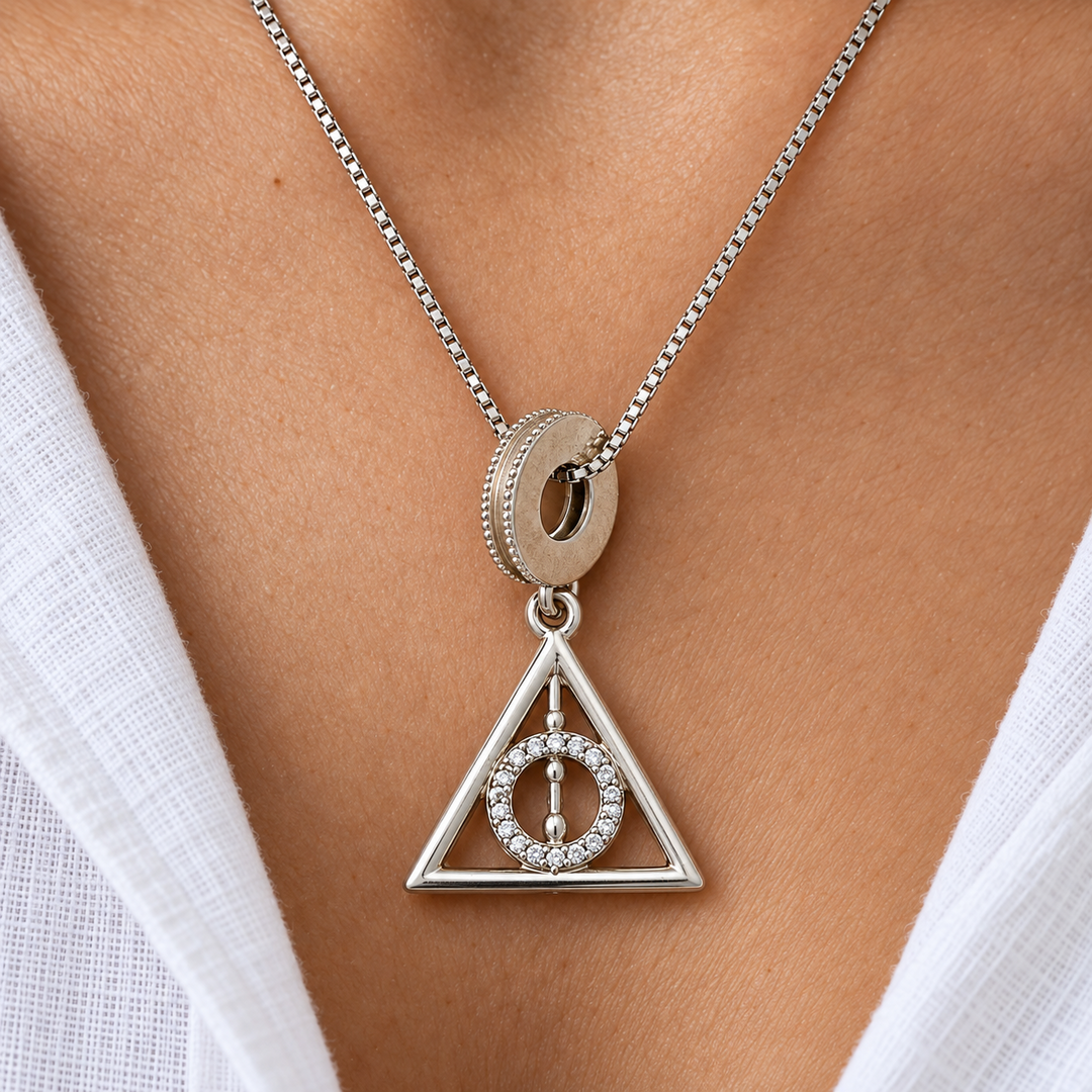 Mystic Triangle 925 Silver Pendant Necklace | Geometric Zircon Charm
