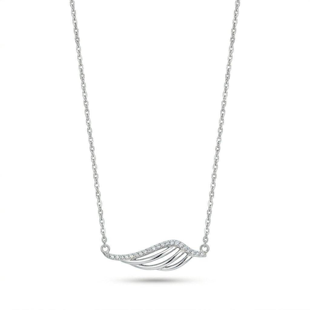 925 Sterling Silver Wave Pendant Necklace | Elegant CZ Chain Pendant for Women