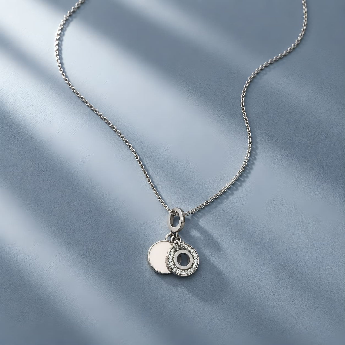 Aura Double Circle 925 Silver Pendant Necklace | Minimalist Double Circle Chain