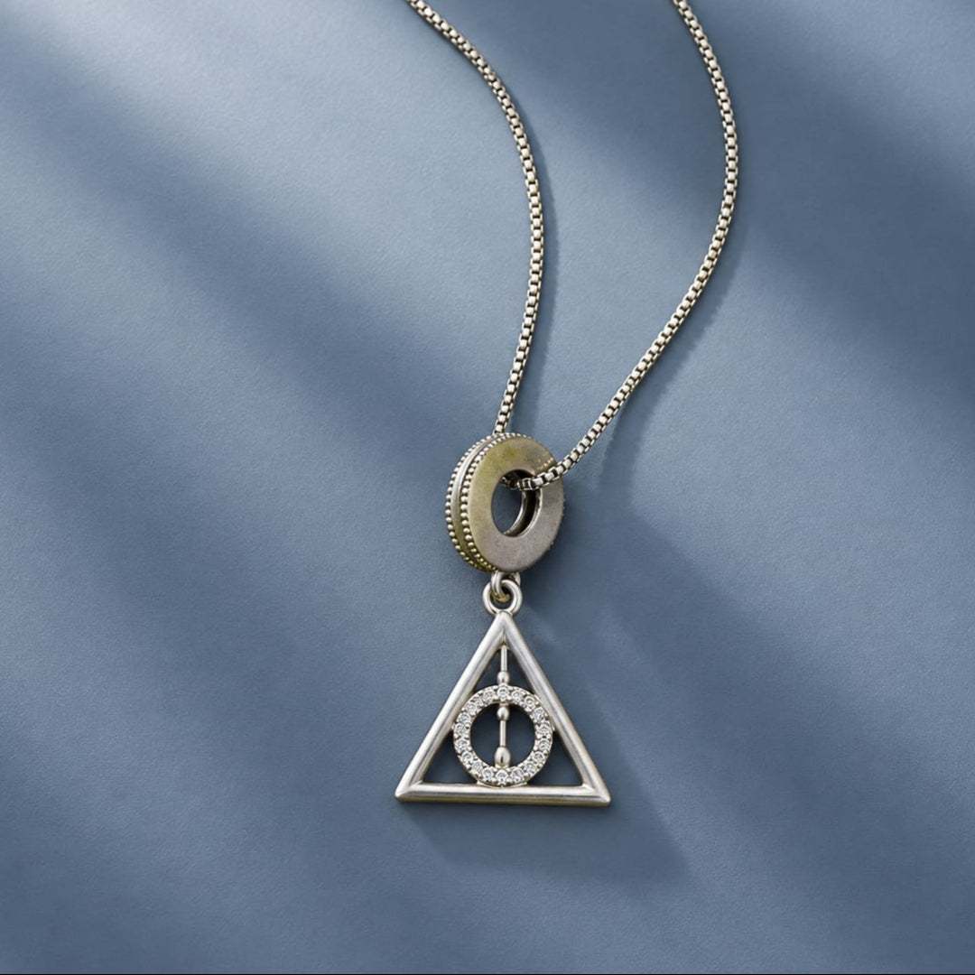 Mystic Triangle 925 Silver Pendant Necklace | Geometric Zircon Charm