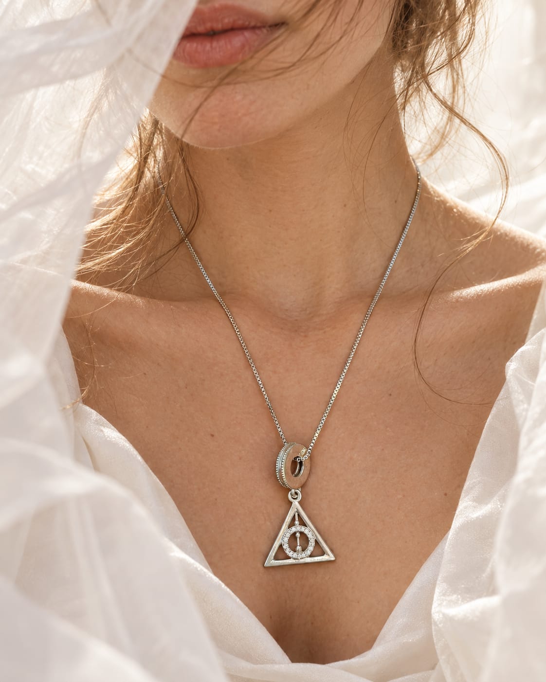 Mystic Triangle 925 Silver Pendant Necklace | Geometric Zircon Charm
