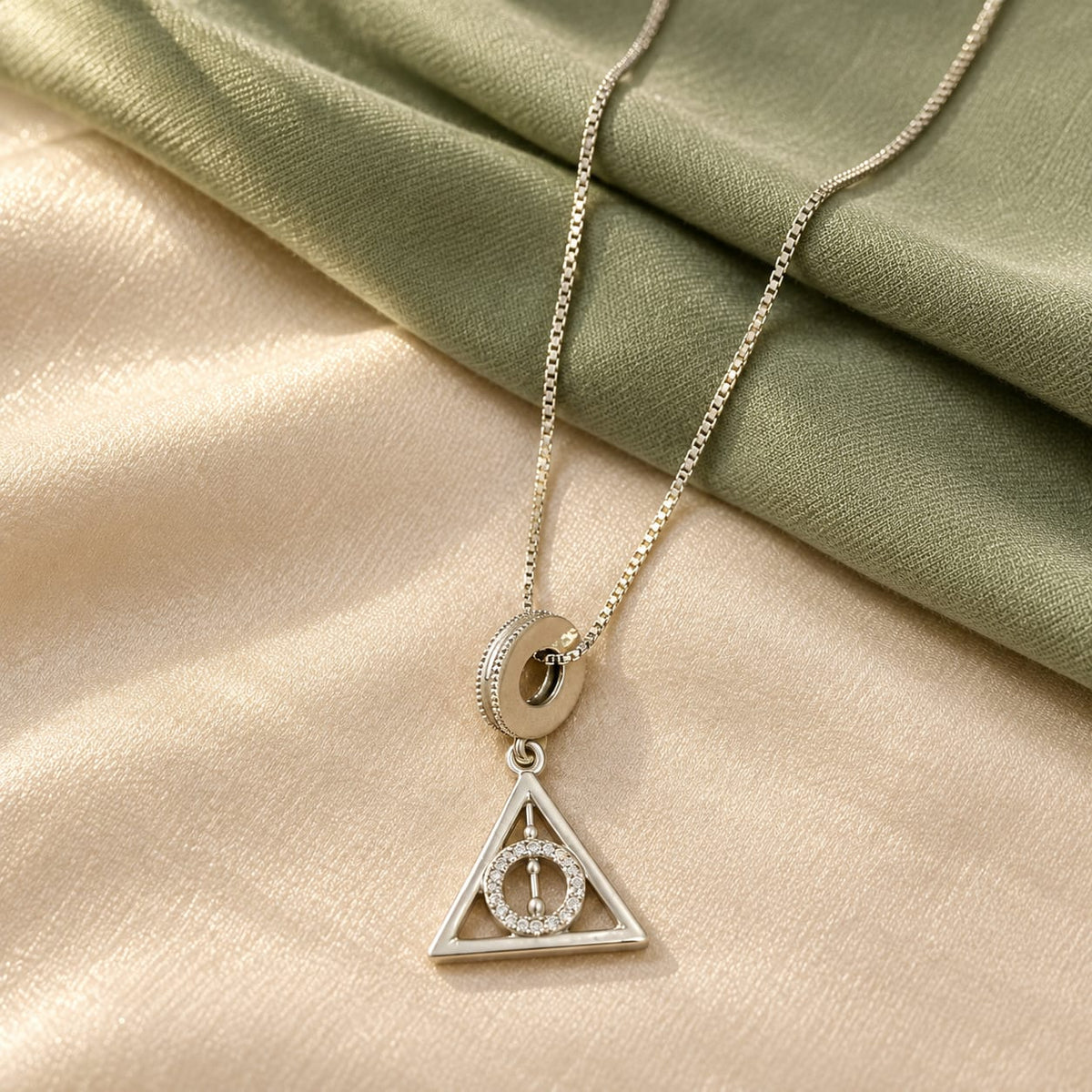 Mystic Triangle 925 Silver Pendant Necklace | Geometric Zircon Charm