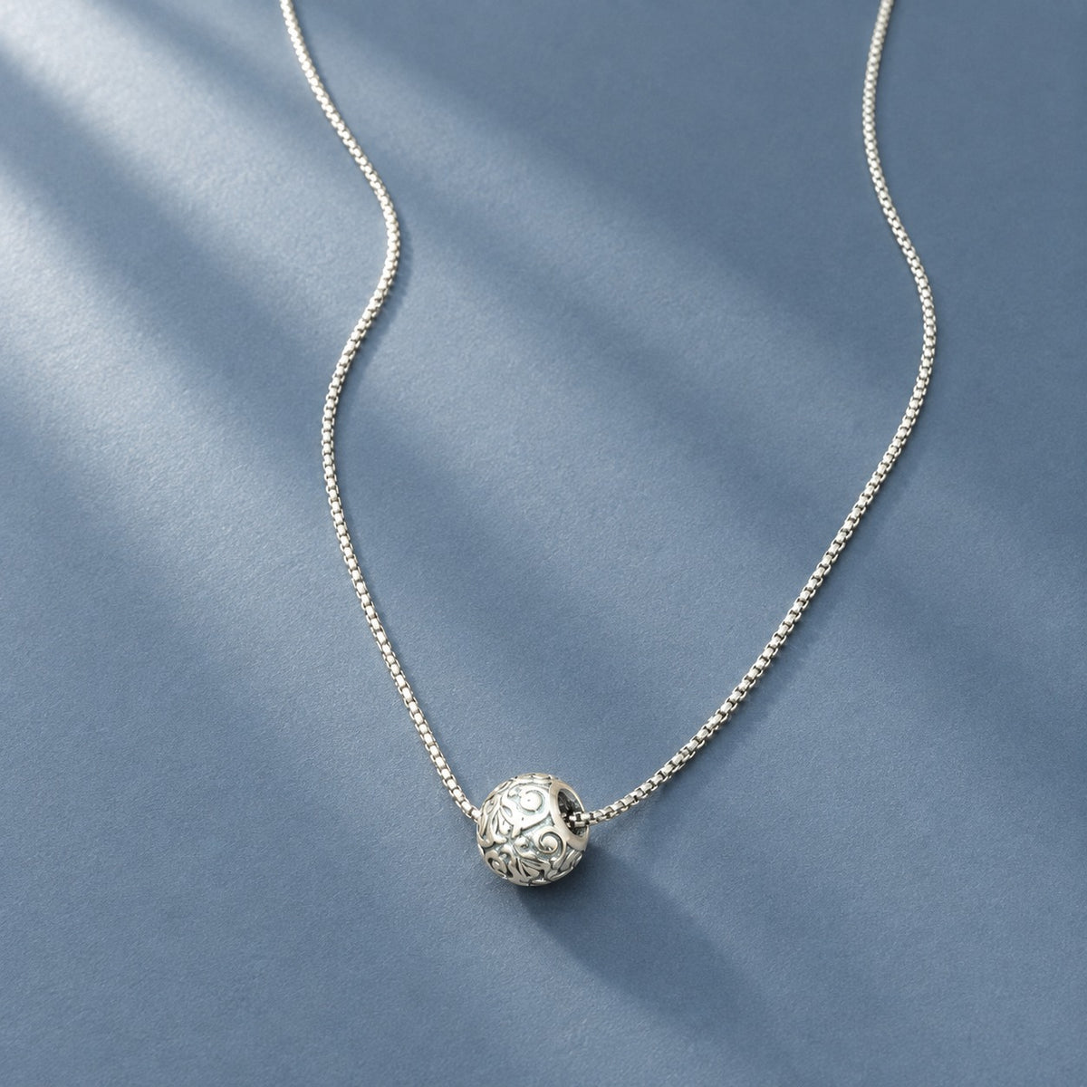 Filigree Sphere 925 Silver Pendant Necklace | Vintage Ball Charm