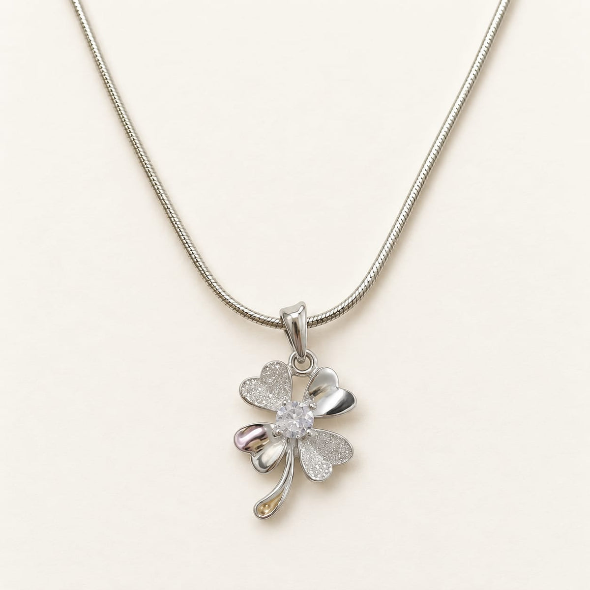925 Sterling Silver Lucky Clover Flower Pendant Necklace | Elegant Silver Chain for Women