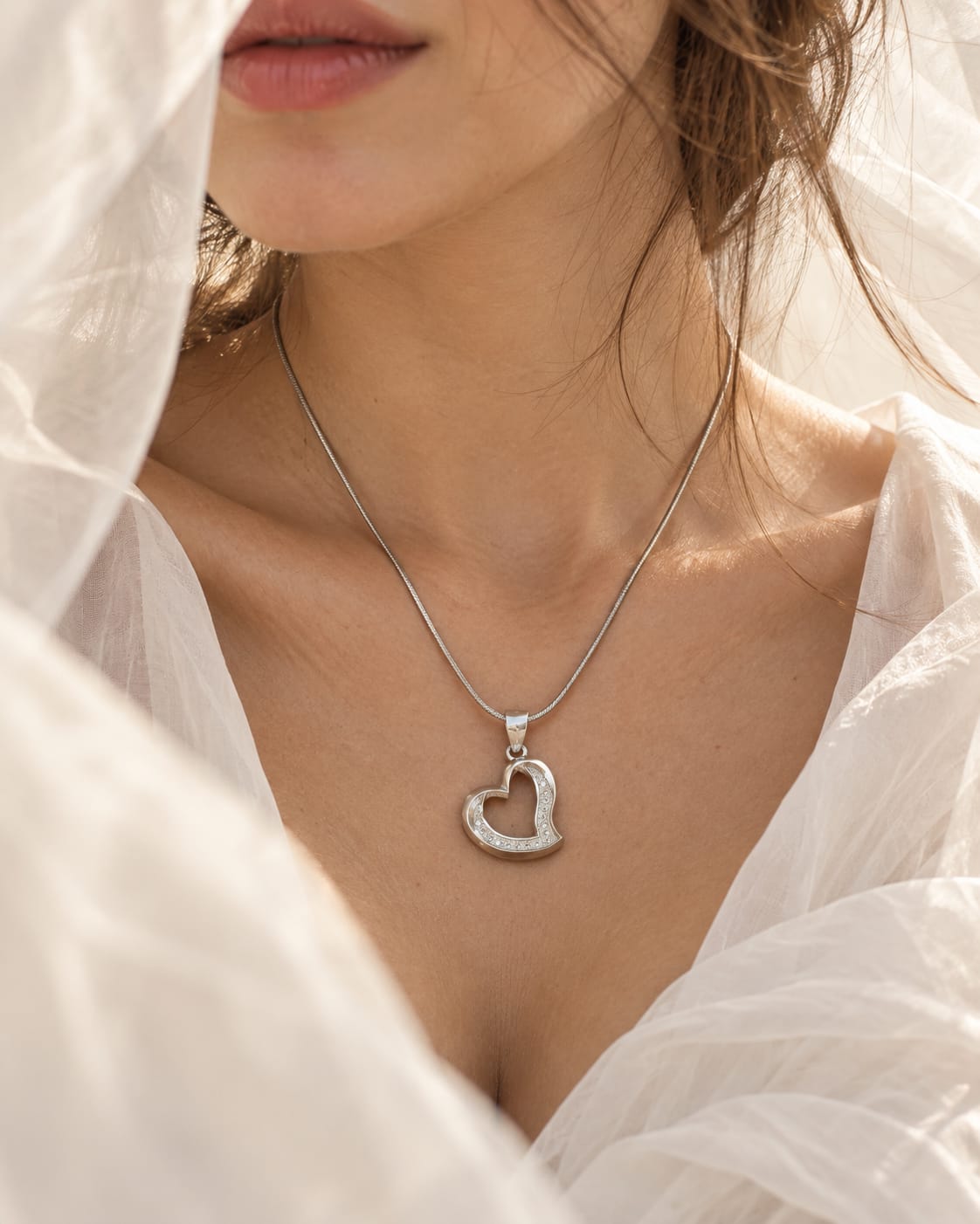 925 Sterling Silver Open Heart Pendant Necklace | Elegant Love Chain Pendant for Women