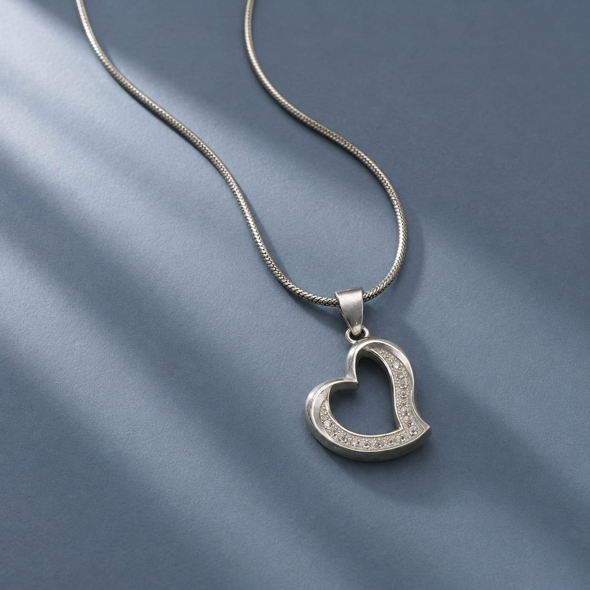 925 Sterling Silver Open Heart Pendant Necklace | Elegant Love Chain Pendant for Women