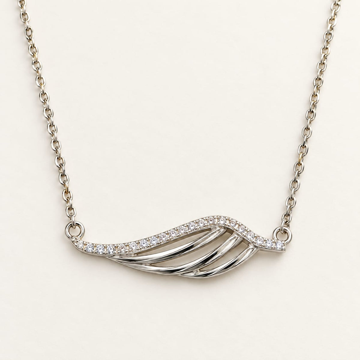 925 Sterling Silver Wave Pendant Necklace | Elegant CZ Chain Pendant for Women