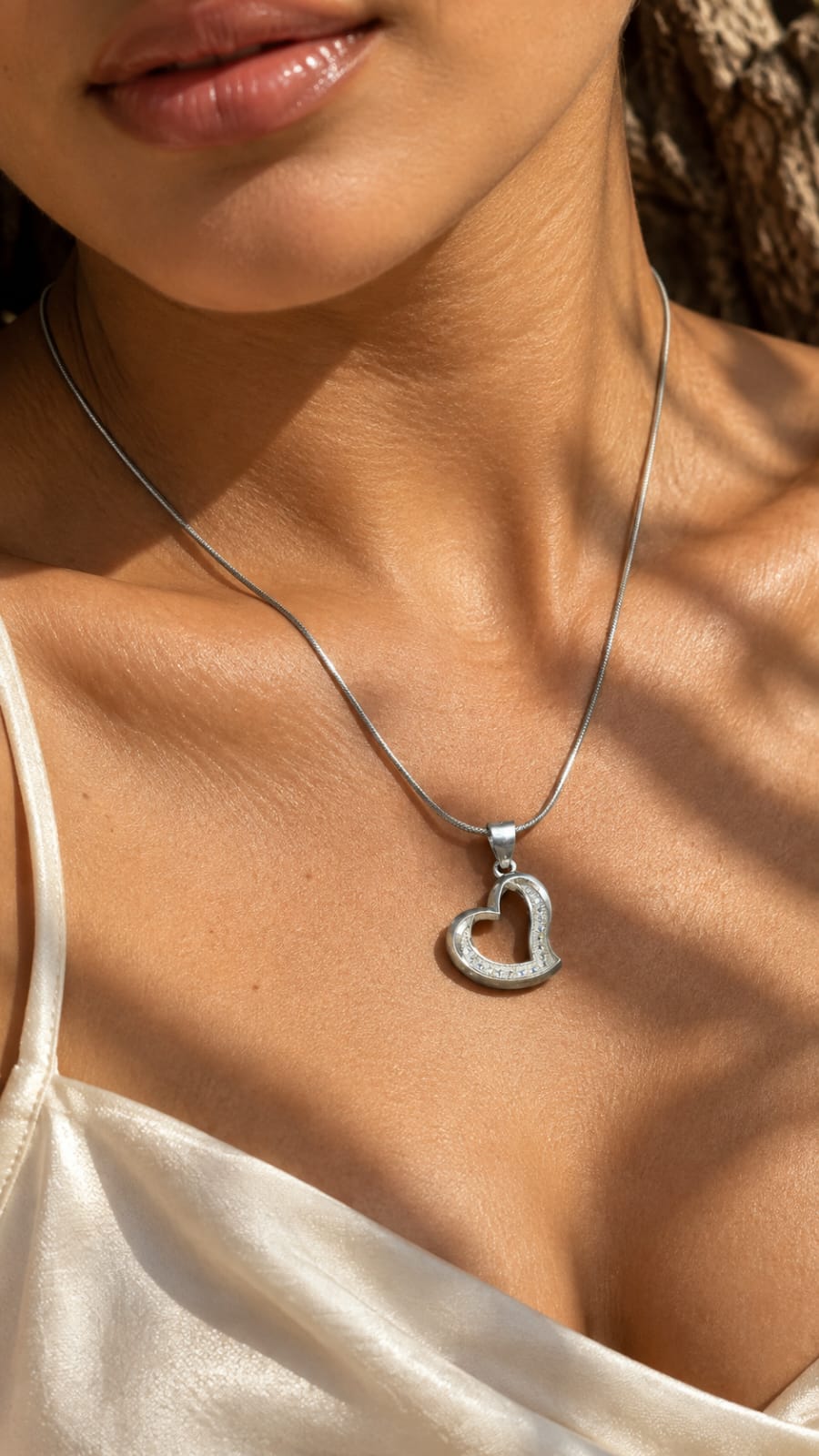 925 Sterling Silver Open Heart Pendant Necklace | Elegant Love Chain Pendant for Women