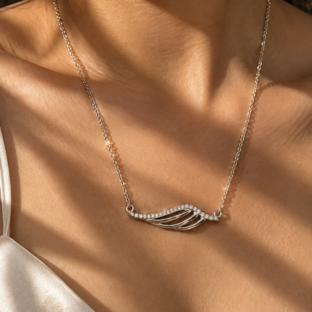 925 Sterling Silver Wave Pendant Necklace | Elegant CZ Chain Pendant for Women