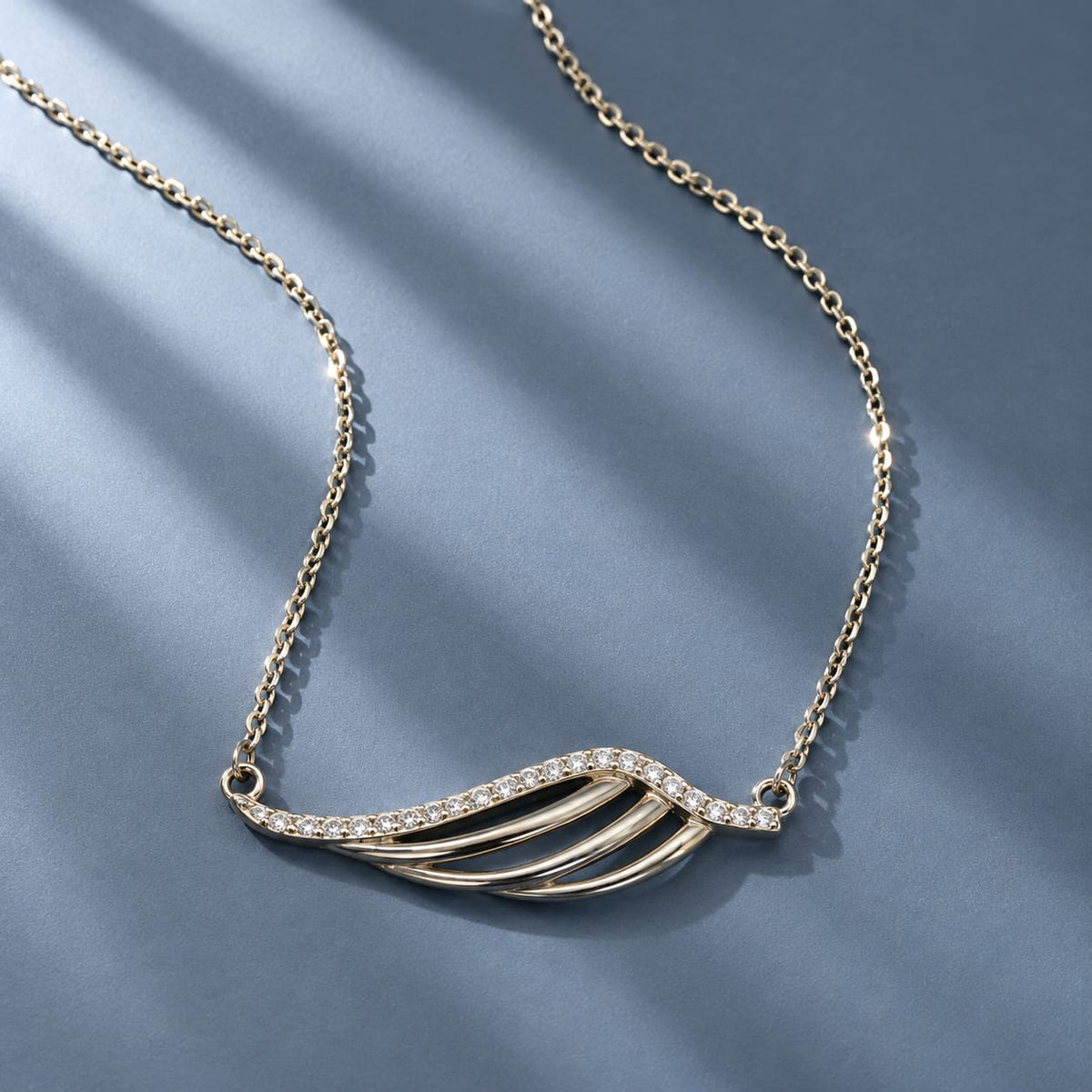 925 Sterling Silver Wave Pendant Necklace | Elegant CZ Chain Pendant for Women