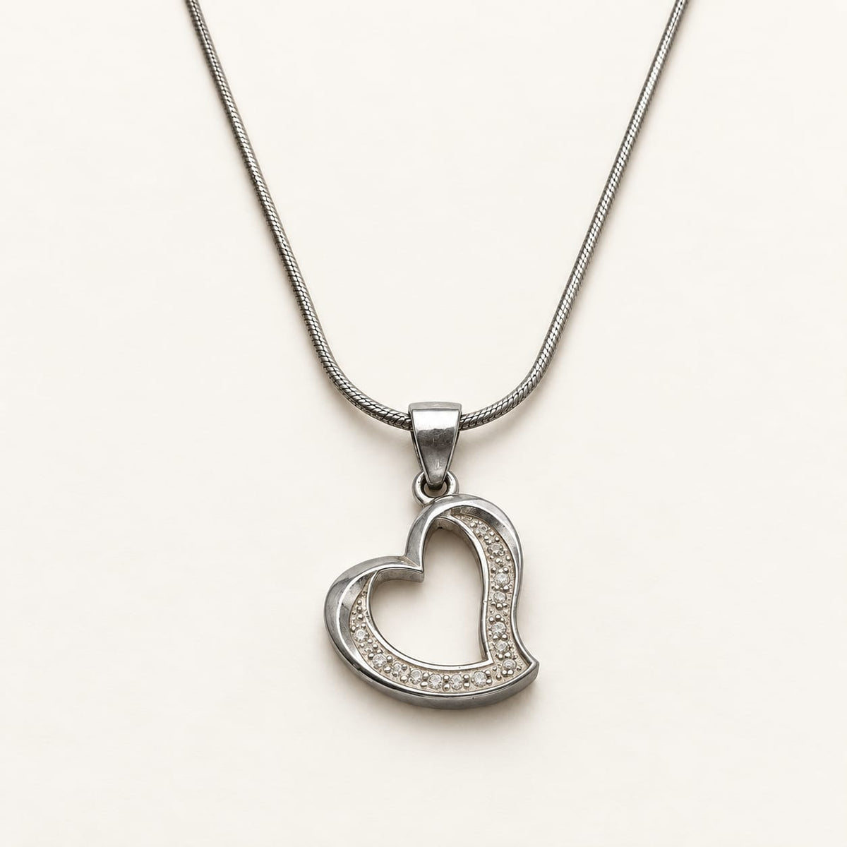 925 Sterling Silver Open Heart Pendant Necklace | Elegant Love Chain Pendant for Women