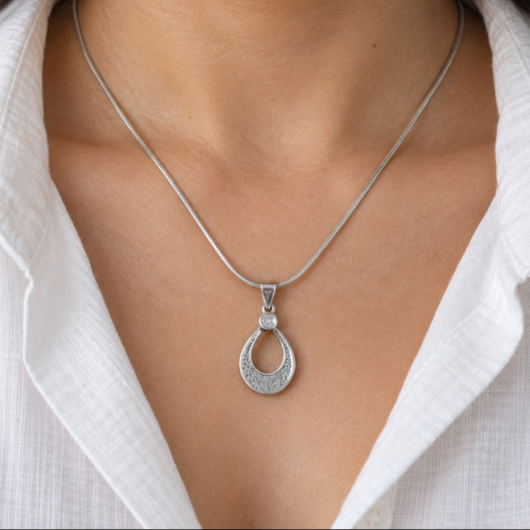 925 Sterling Silver Teardrop Pendant Necklace | Elegant Silver Chain for Women